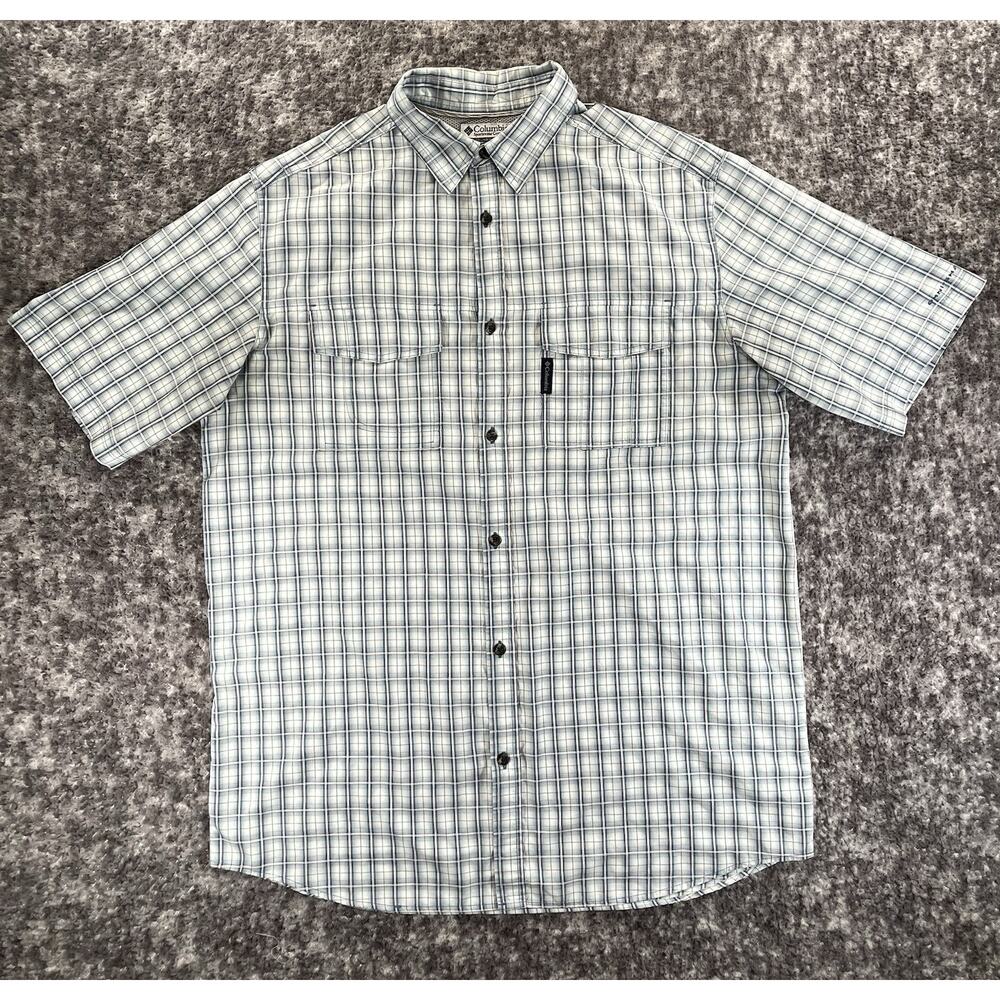 Columbia Omni-Shade Vented Short Sleeve Plaid Fishing Shirt Mens XLT